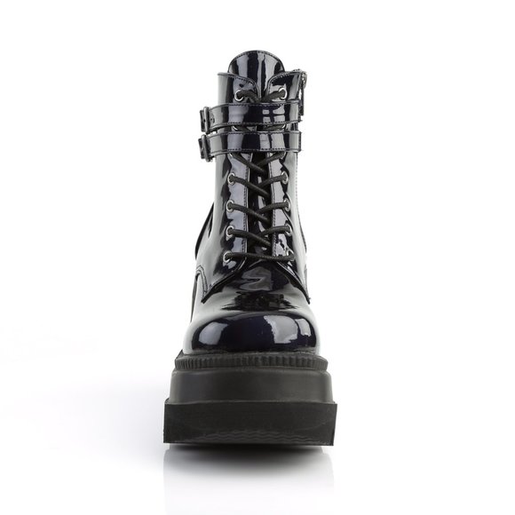 Demonia Shaker 52 Hologram Patent Platform Boots - Black - Picture 2 of 2